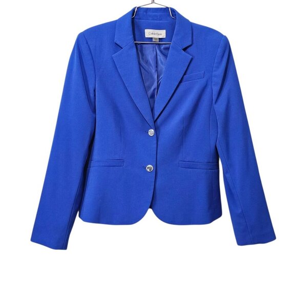Calvin Klein Single Breasted Tailored Notched Collar Blue Jacket Blazer - Picture 1 of 7